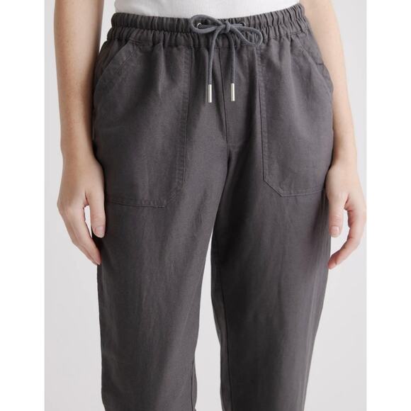 QUINCE Charcoal Cotton Linen Twill Straight Leg Pants NWT Size Medium - Picture 4 of 9